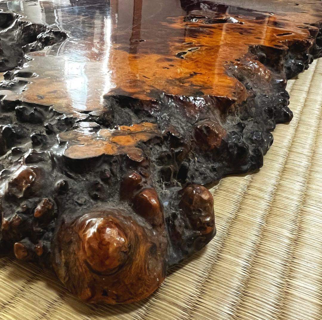 天然時代木 花梨 美玉杢 瘤 花台 香台 盆栽台 平台 肉厚 約80㎝ 7㎏