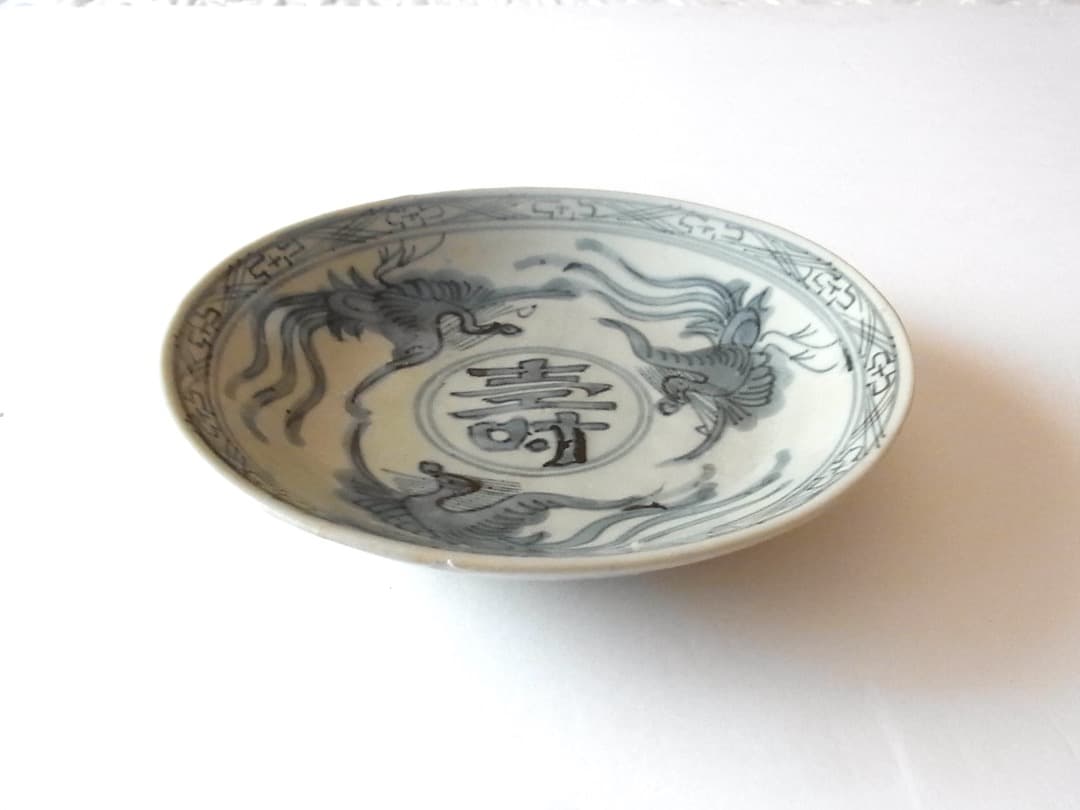 中国骨董『鳳凰寿染付皿』／青花 初期伊万里 唐津 李朝 山水
