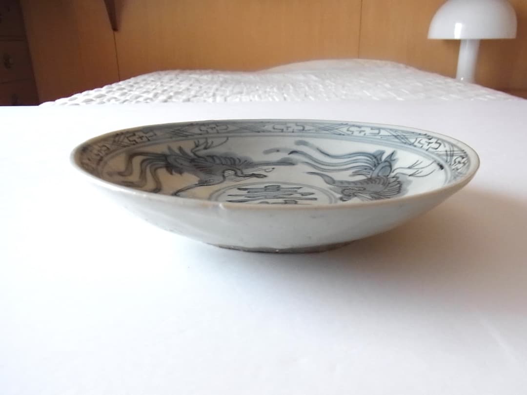 中国骨董『鳳凰寿染付皿』／青花 初期伊万里 唐津 李朝 山水