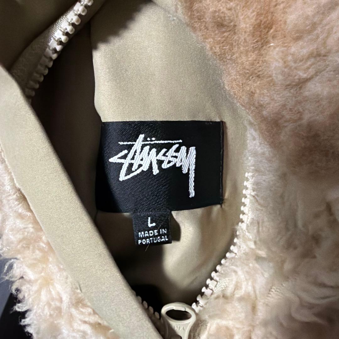 STUSSY ステューシー ボアフリース ベスト ベージュ カラーブロック