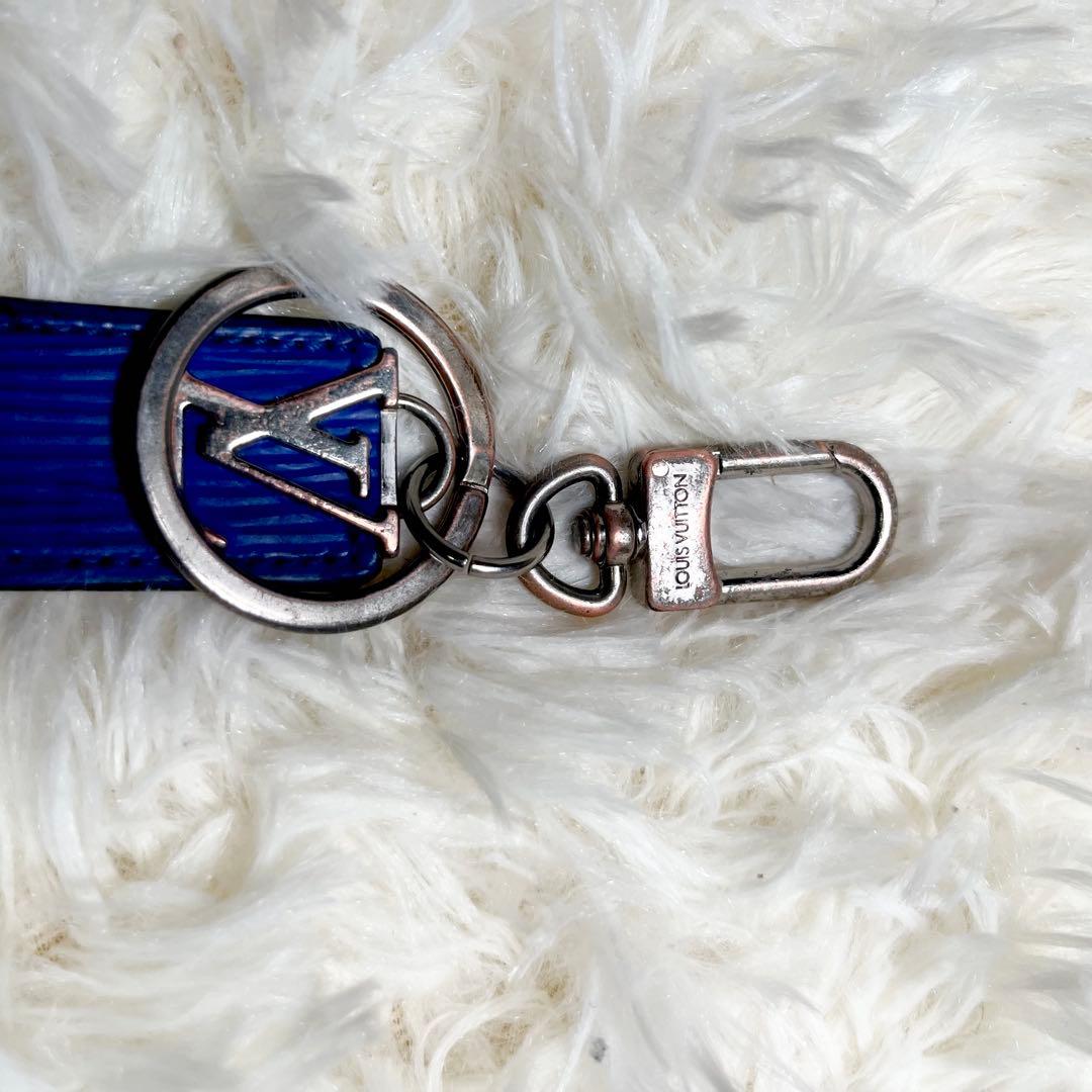 美品✨ルイヴィトン ポルトクレ エピ 黒 青 バイカラー LVロゴ キーチャーム