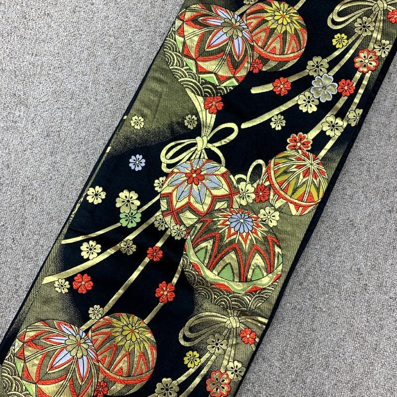 508ag94□七五三 七歳 女児 着物&袋帯 金彩 鳳凰 鼓 赤□状態良好