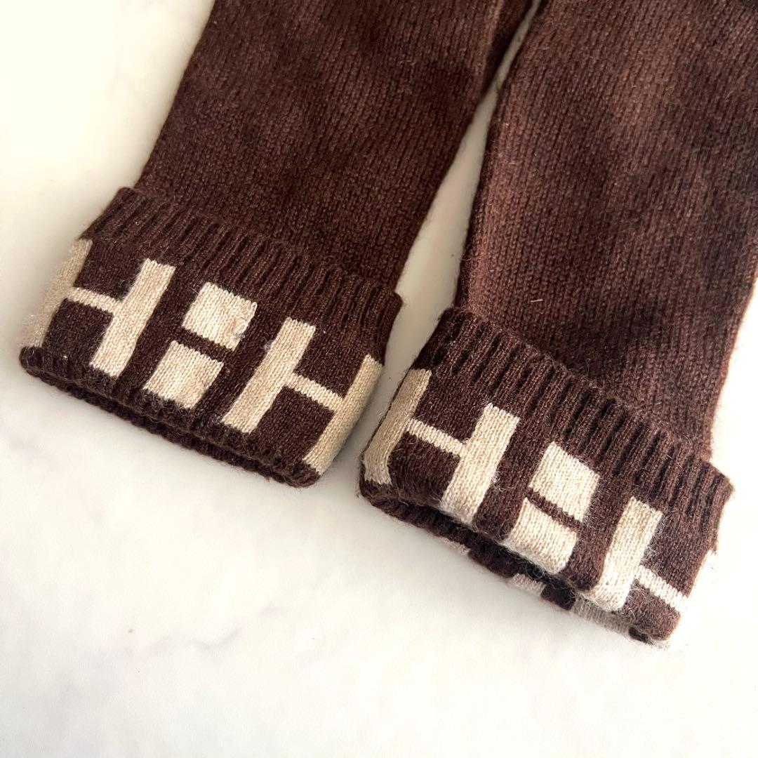 希少 エルメス マルジェラ期 手袋 ニット Hロゴ ブラウン ヴィンテージ