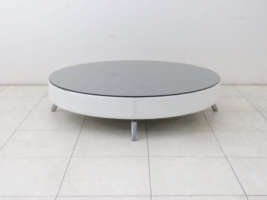 イタリア フォルメンティ 本革 ラウンド コーヒーテーブル センター リビング