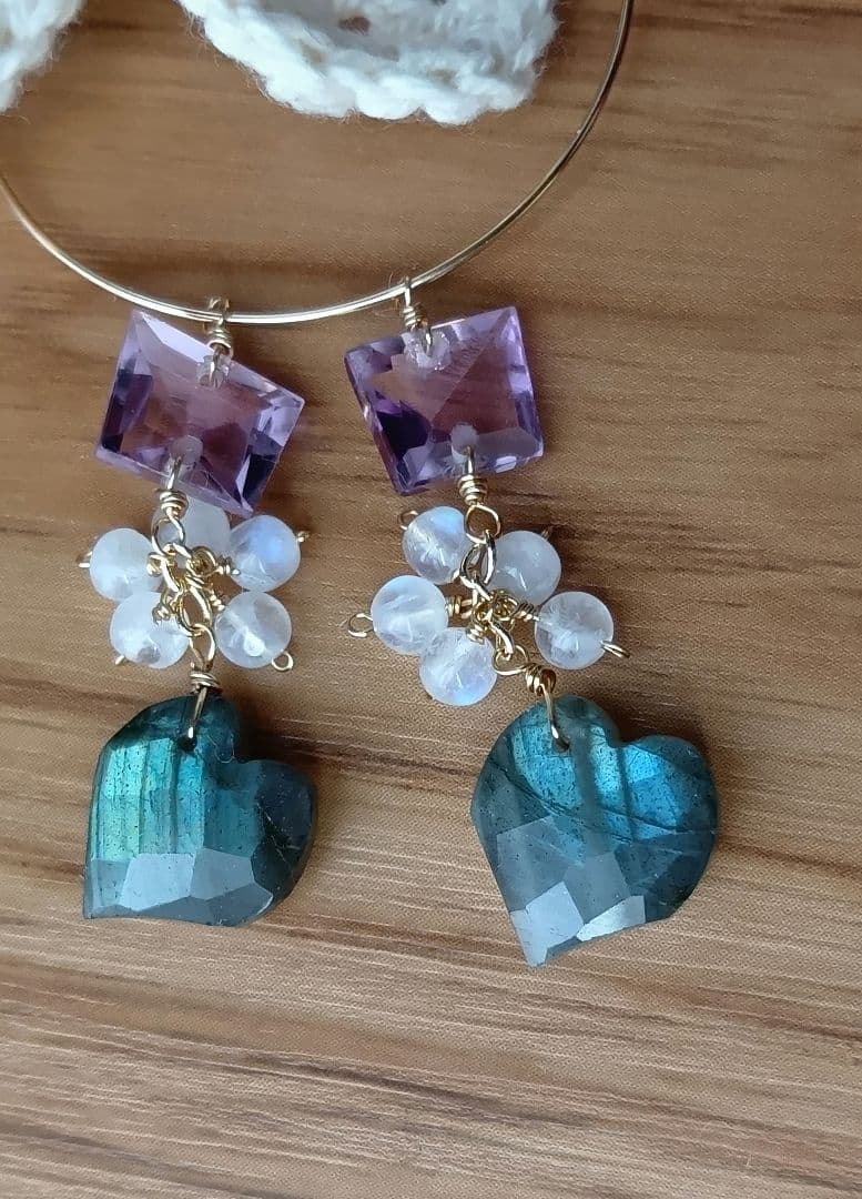 591/14kgf高品質ラブラド♡とピンクアメジストのチャーム