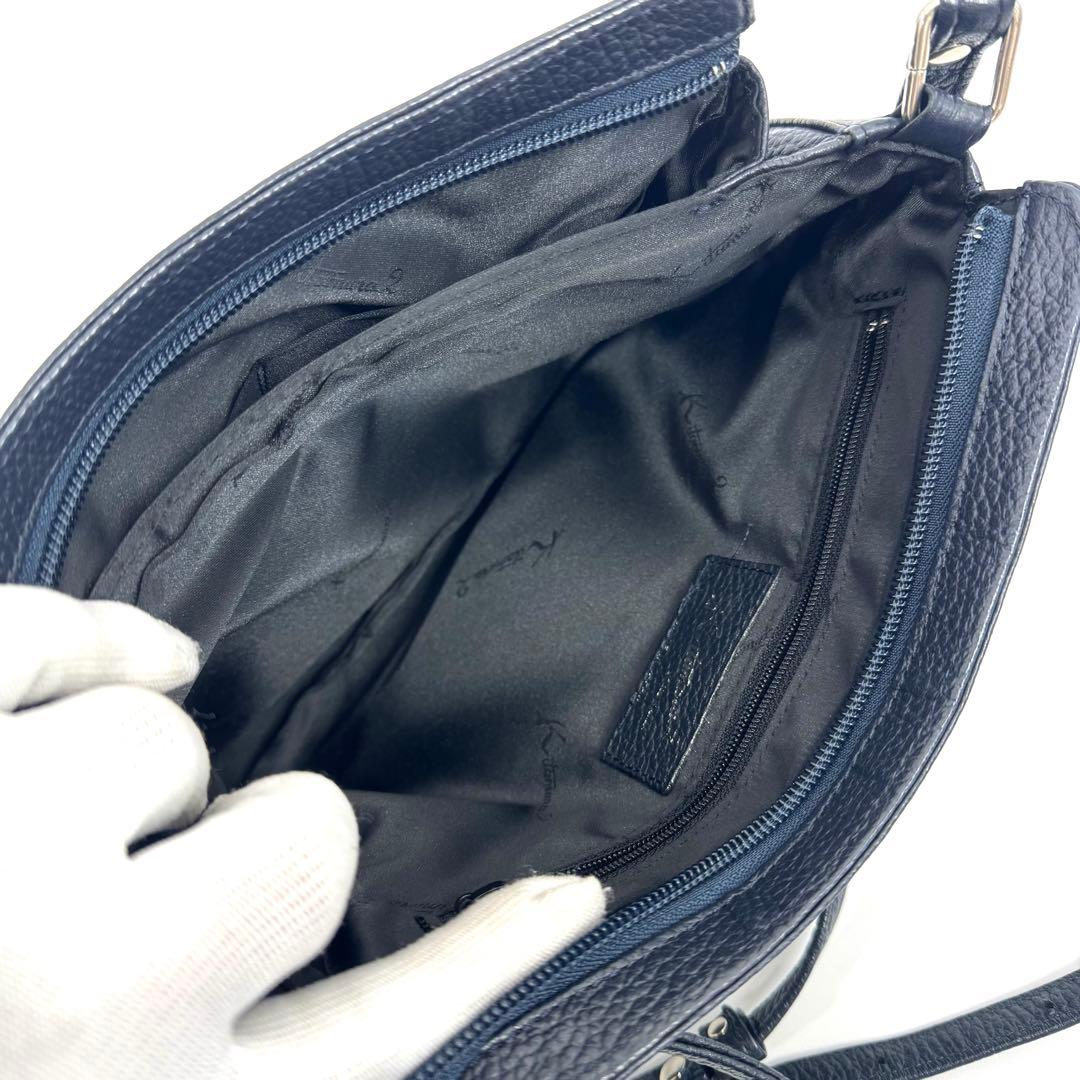 ✨現行・未使用級✨キタムラ ショルダーバッグ N2-40 立体ロゴ 斜め掛け 紺