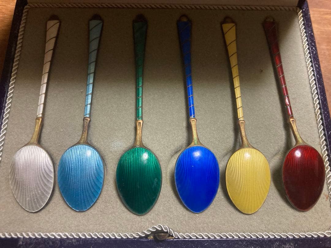 ビンテージ　シェルと真鍮のスプーン(6本セット)