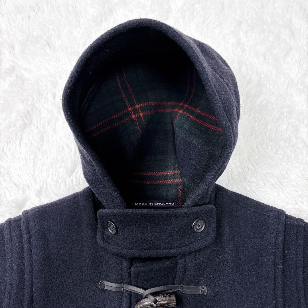 LONDON Tradition ロングダッフルコート　ネイビー　紺　チェック柄