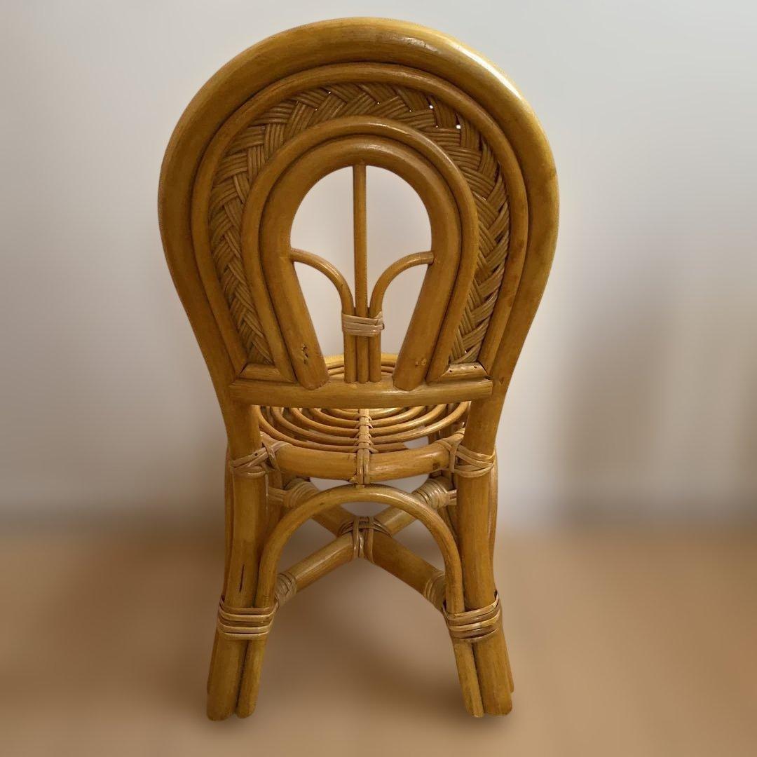ラタン製アールヌーボー風椅子3脚セット　インテリア　ドール　幼児