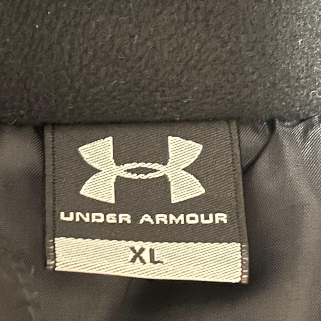 UNDER ARMOUR 刺繍ロゴ　ベンチコート　ロングダウン　黒　XL