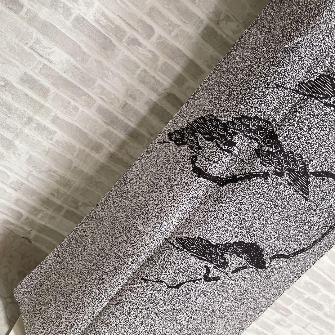 訪問着　フルセット　松と鶴　叩き染　バチ衿　落款　黒地　入学式　卒業式　P5