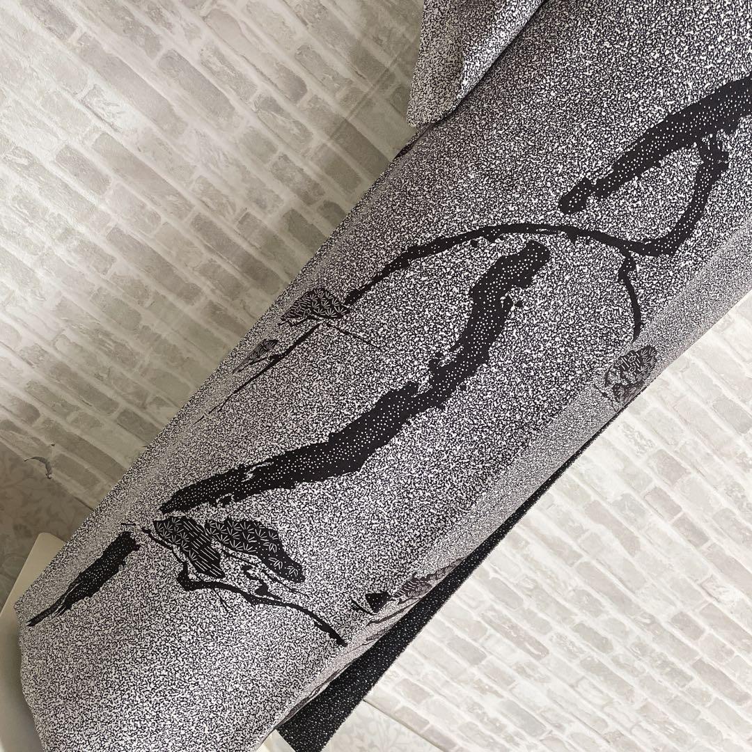 訪問着　フルセット　松と鶴　叩き染　バチ衿　落款　黒地　入学式　卒業式　P5