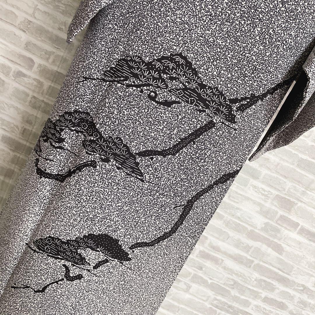 訪問着　フルセット　松と鶴　叩き染　バチ衿　落款　黒地　入学式　卒業式　P5