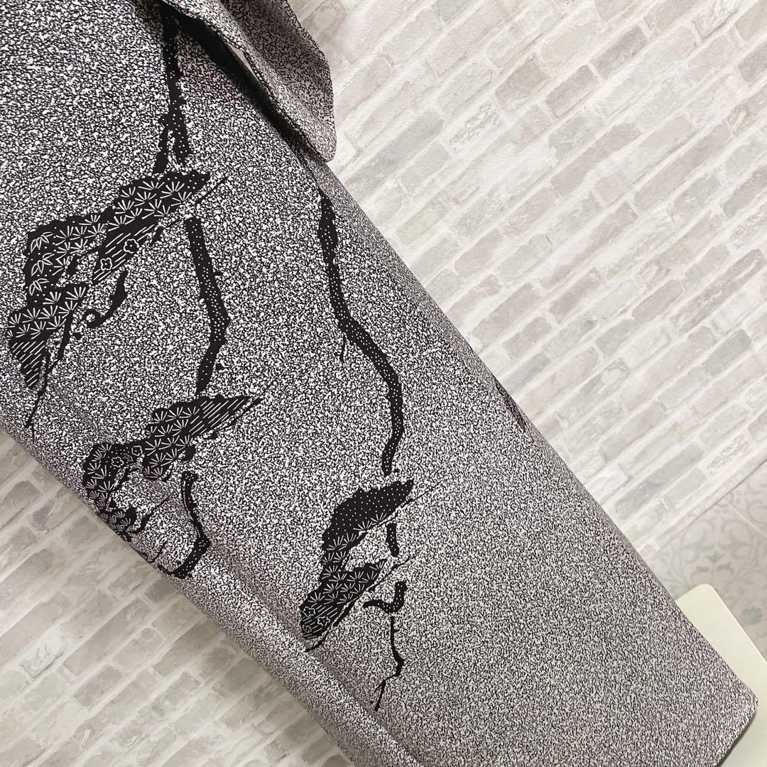 訪問着　フルセット　松と鶴　叩き染　バチ衿　落款　黒地　入学式　卒業式　P5