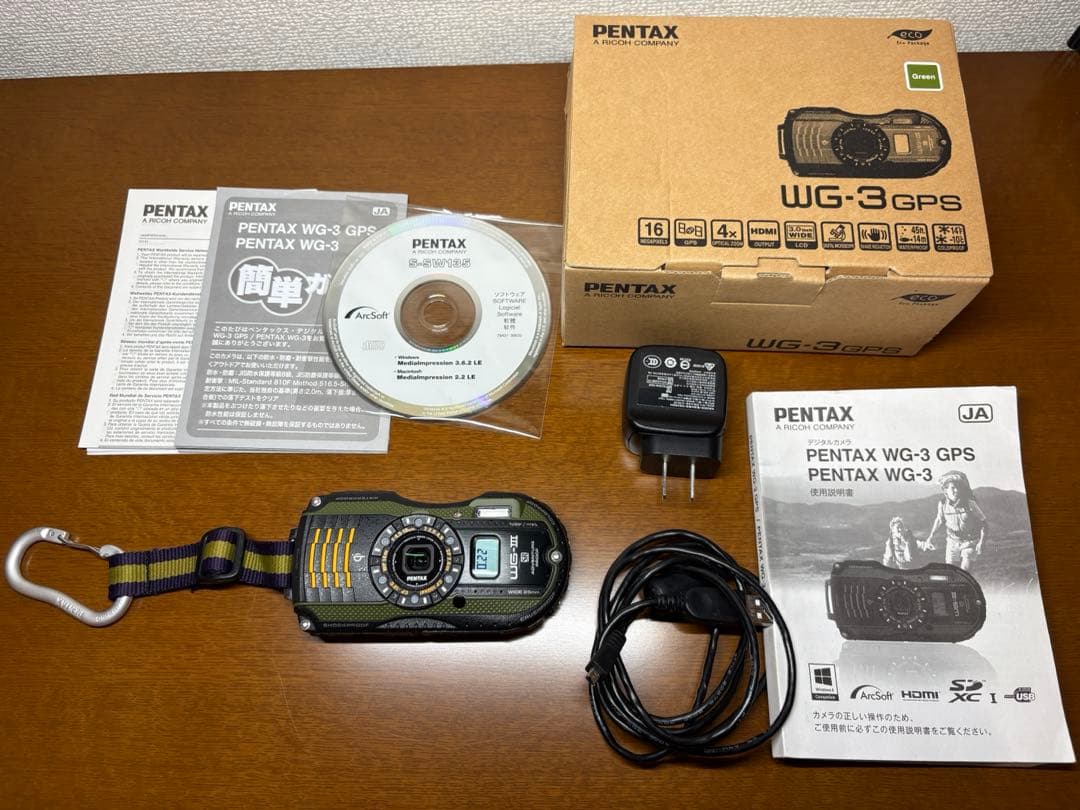 美品　ペンタックス　防水デジカメ　PENTAX WG-3 GPS グリーン