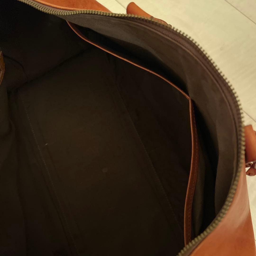 ヌメ革 ボストンバッグ 錠前・鍵付き 肩掛けベルト付き ヴィンテージ