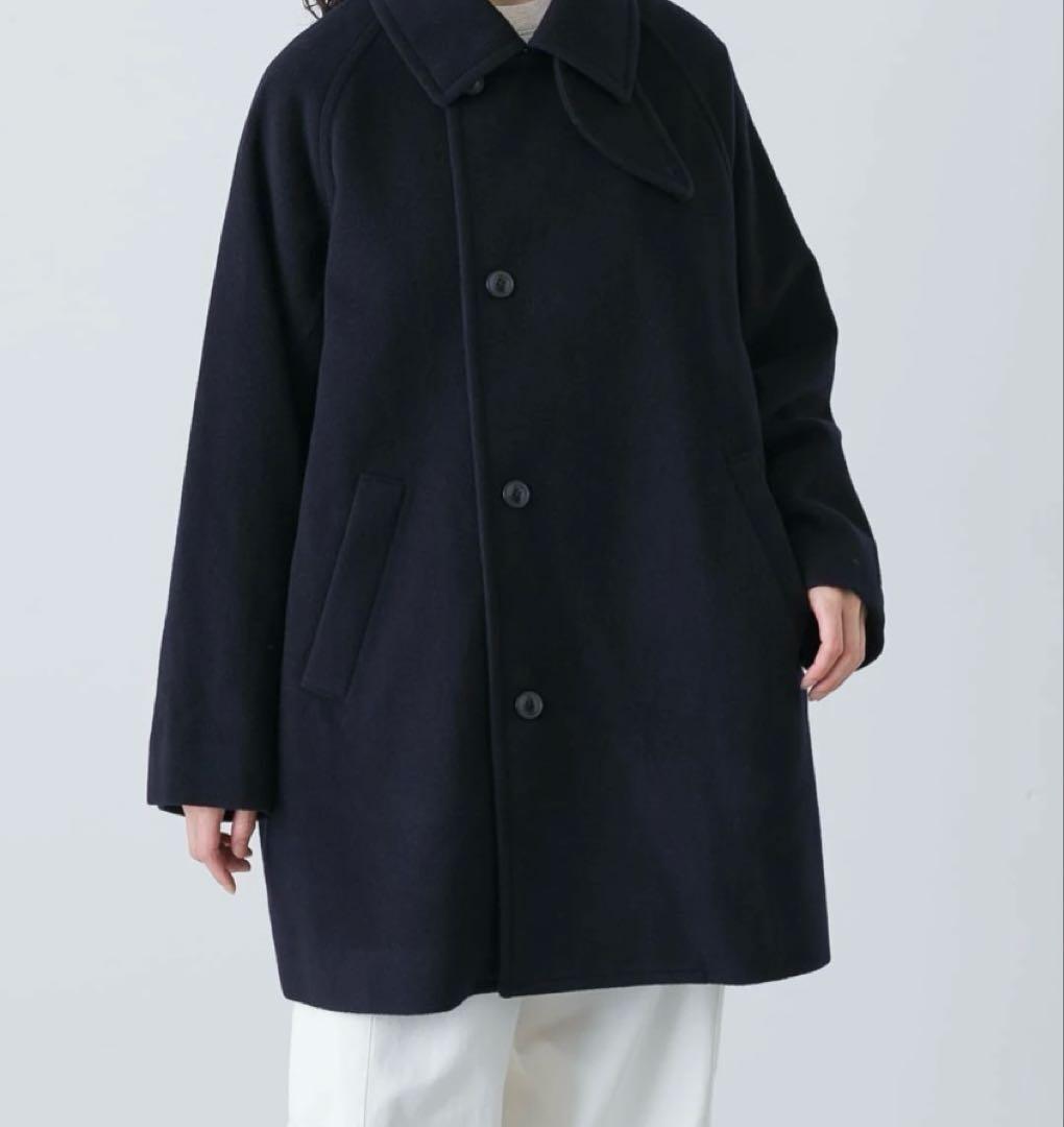 週末価格【新品】かぐれ　ウールシングルPコート【25AW 】ネイビー