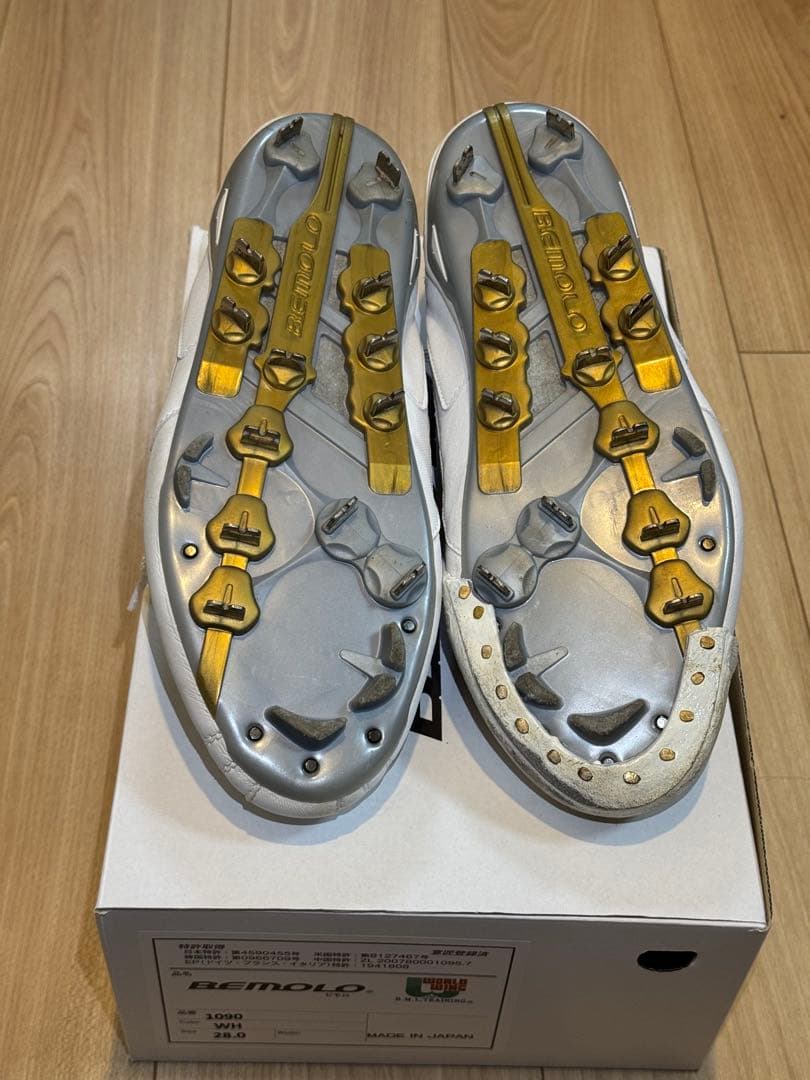 【美品/希少】28cm (白)ビモロ(Bemolo)/スパイクP革付