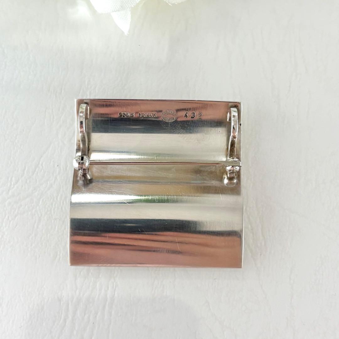 416【ジョージジョンセン】シルバー　ブローチ　トップ　2wayスクエア 432