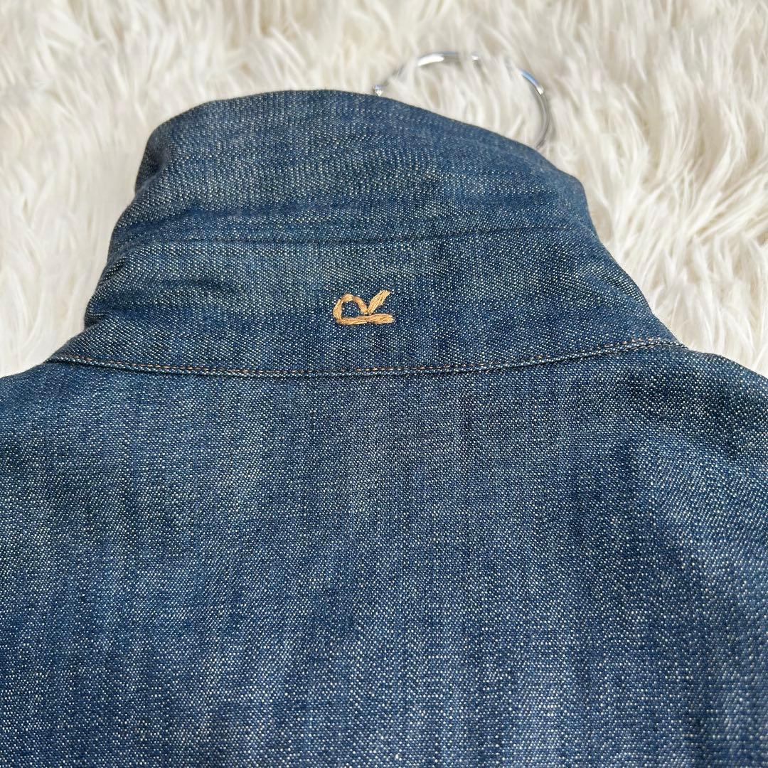 【極美品】45R インディゴ染め デニムシャツ コットン100%サイズ3 Ｒ刺繍