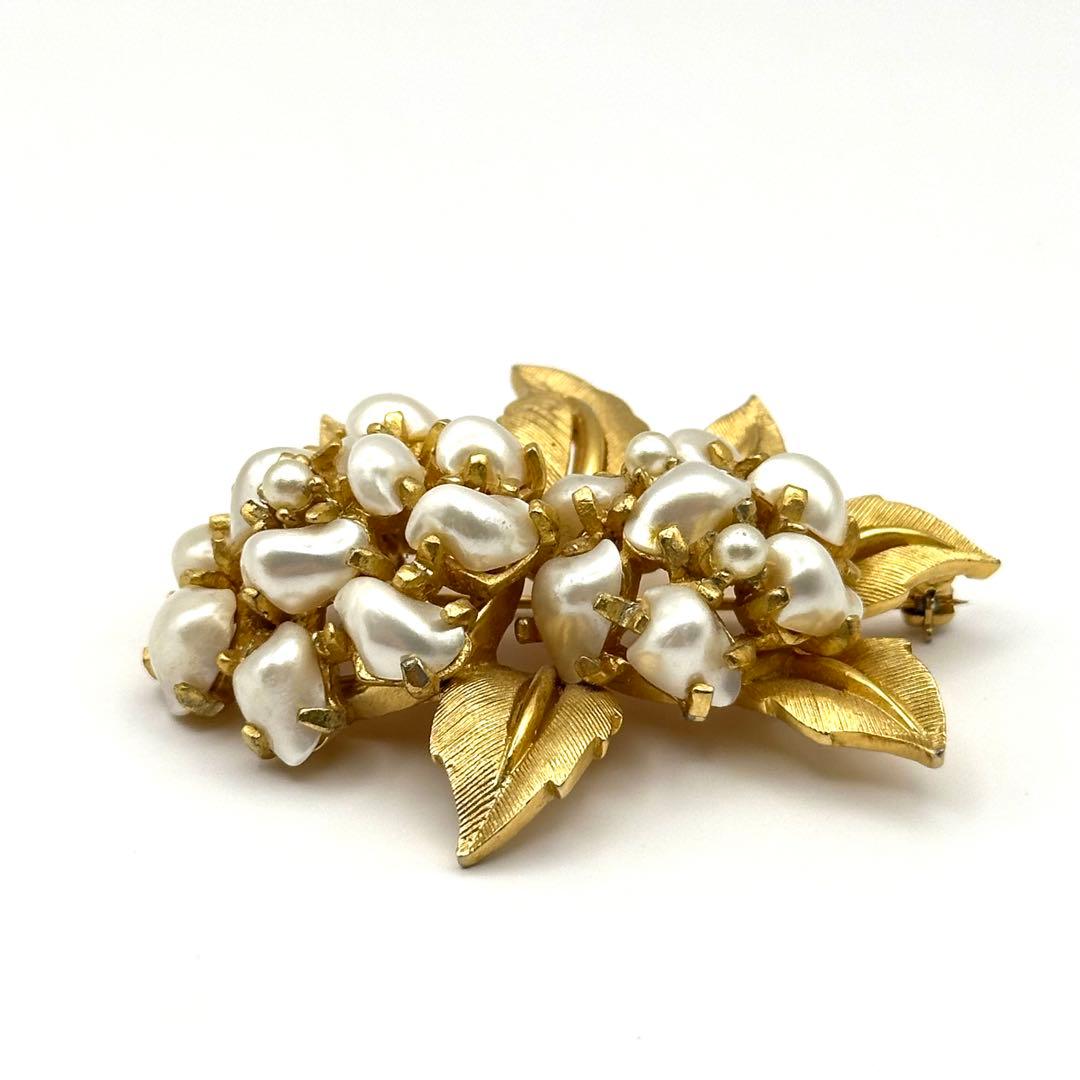 【希少】BOUCHER ブーシェ ブローチ リーフ フェイクパール ゴールド