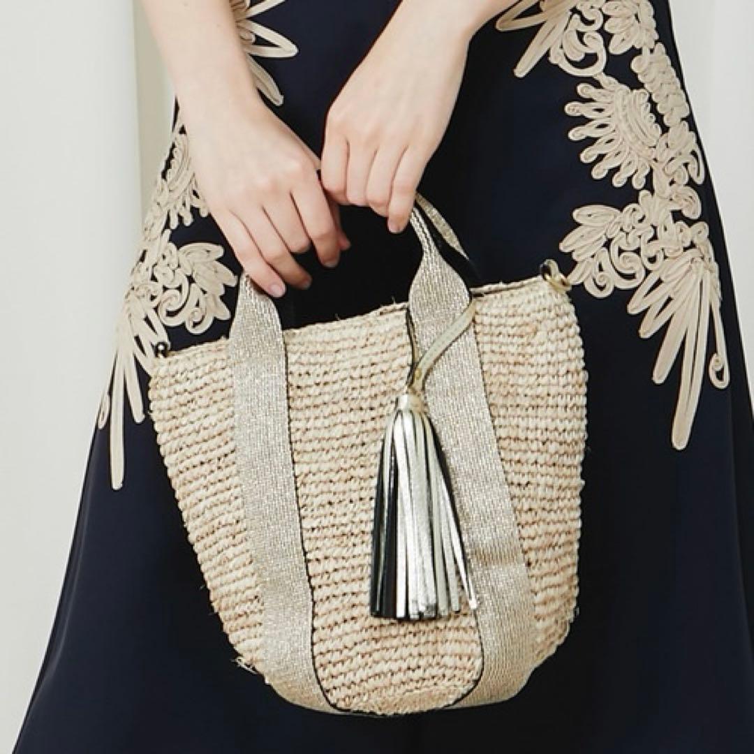 【極美品】ヴィオラドーロ ラフィア 2WAYショルダー カゴバッグ