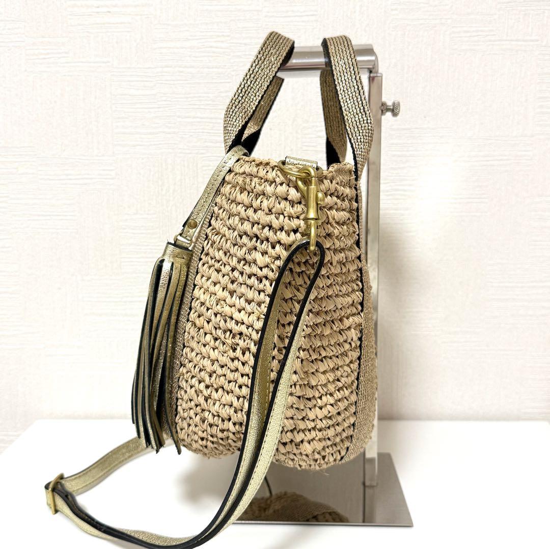 【極美品】ヴィオラドーロ ラフィア 2WAYショルダー カゴバッグ