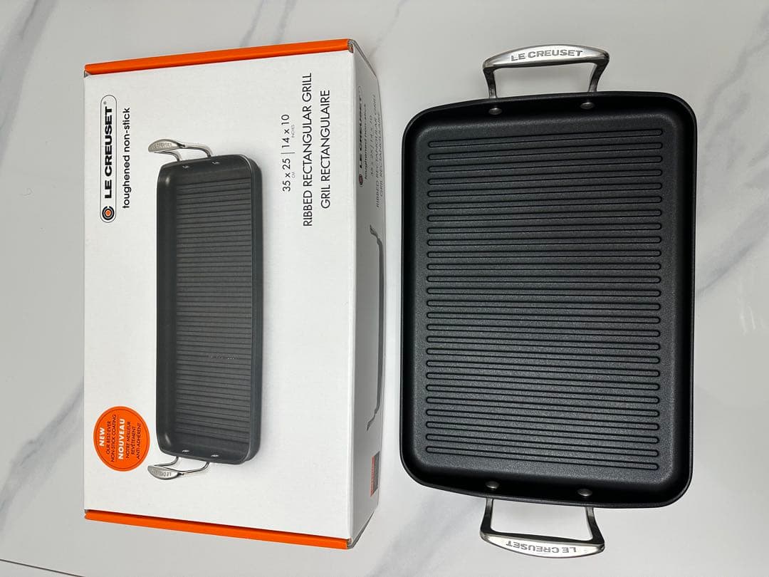 LE CREUSET リブ付き長方形グリル 35.5 x 25.4 cm