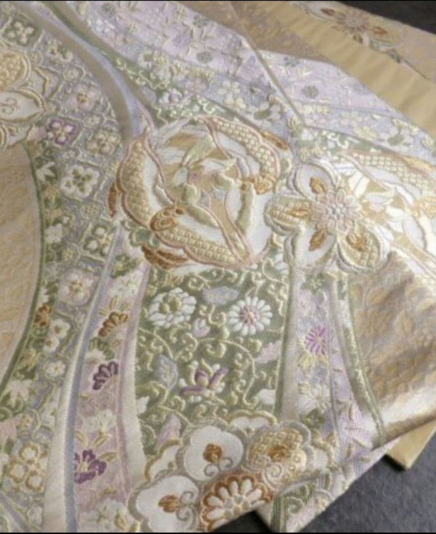 袋帯　正絹　花紋　祝い熨斗　振袖　訪問着に