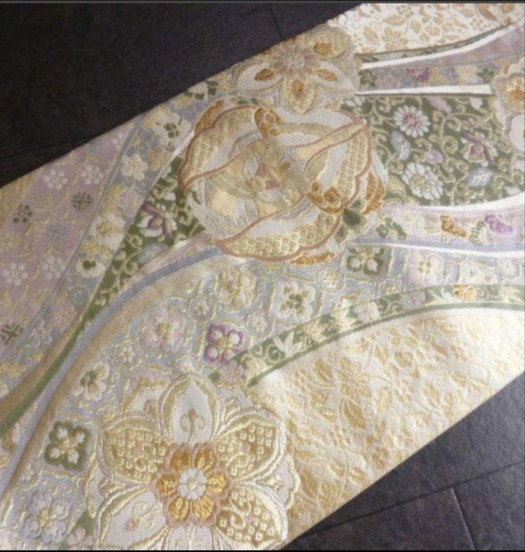 袋帯　正絹　花紋　祝い熨斗　振袖　訪問着に