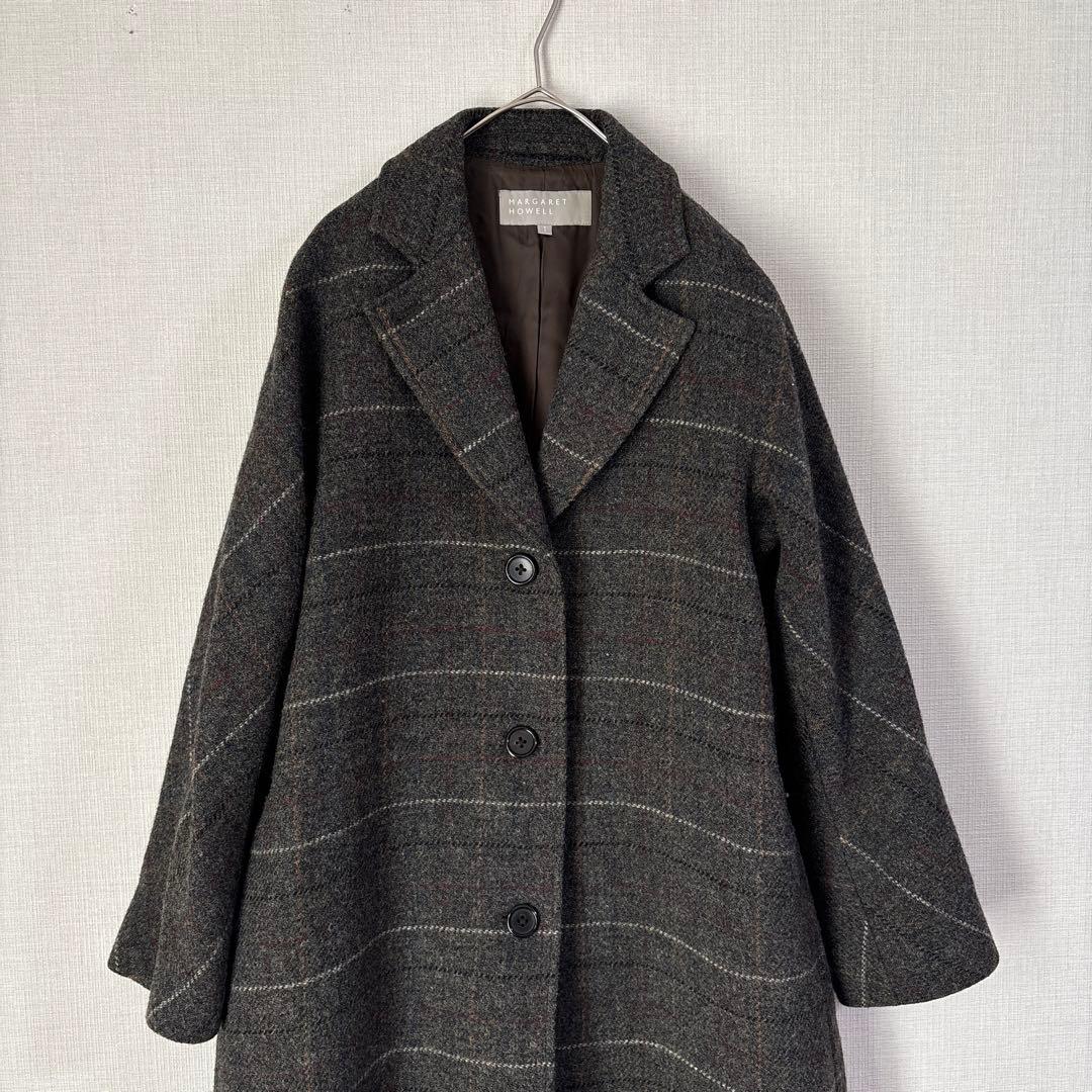 MARGARET HOWELL マーガレットハウエル ウール チェック コート