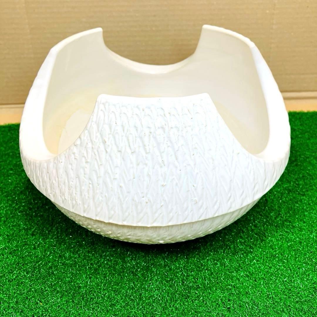 光山焼 白磁 風炉 茶道具 京焼 清水焼 紅鉢風炉 伝統工芸品 陶磁器 彫り模様