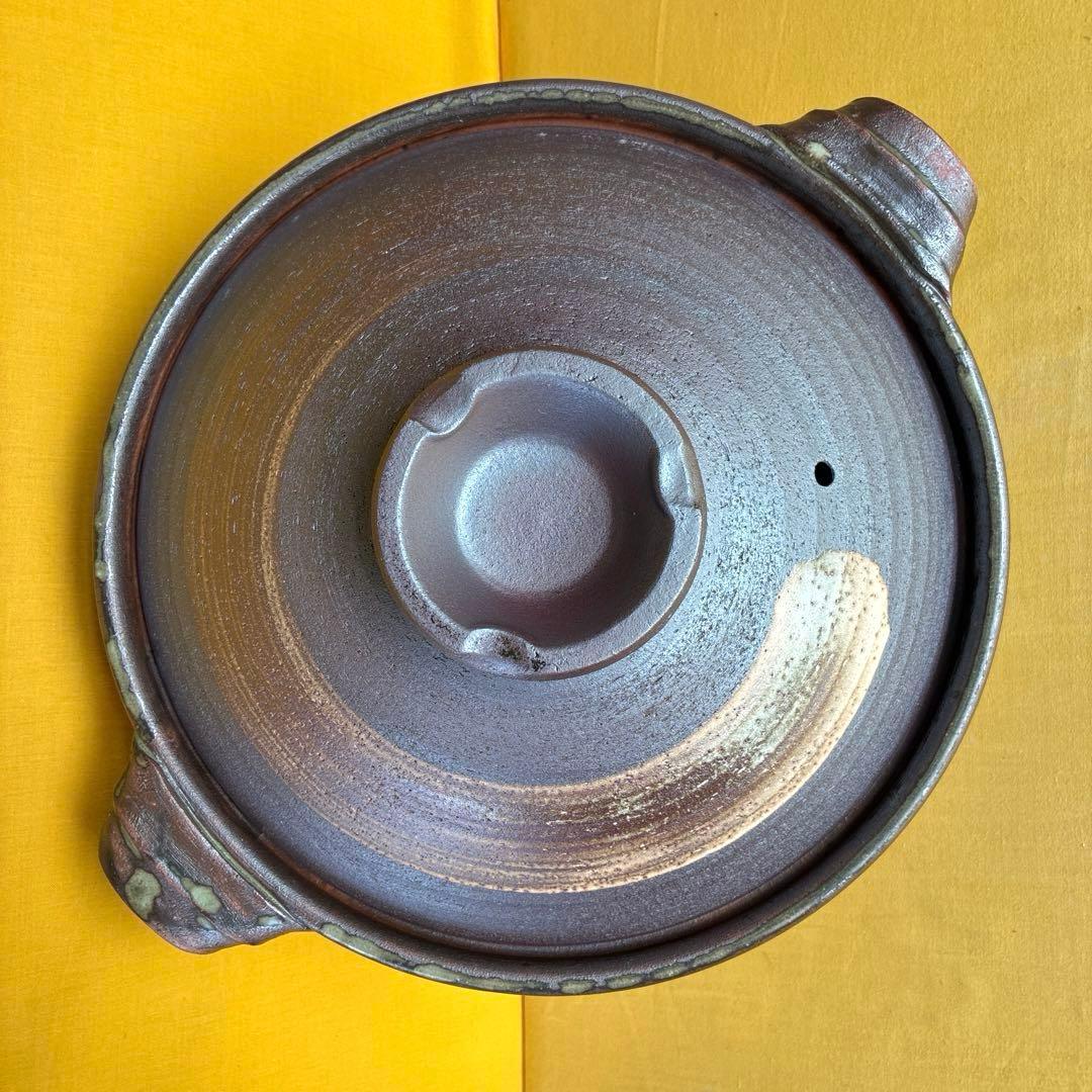 土鍋伊賀焼10.5号深鍋金彩刷毛目