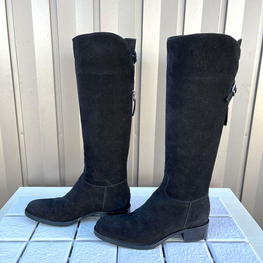 み*ょ様 36 SARTORE シングルベルト　ロングブーツ　黒　スエード　23
