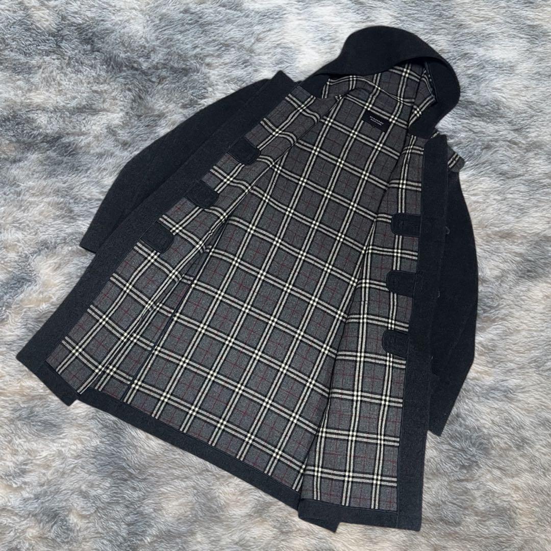 バーバリーブラックレーベル ダッフルコート L ノバチェック 黒