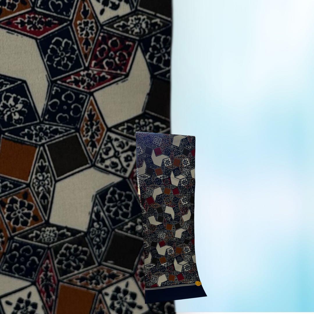 目玉 逸品 ウール100％　型染め名古屋帯