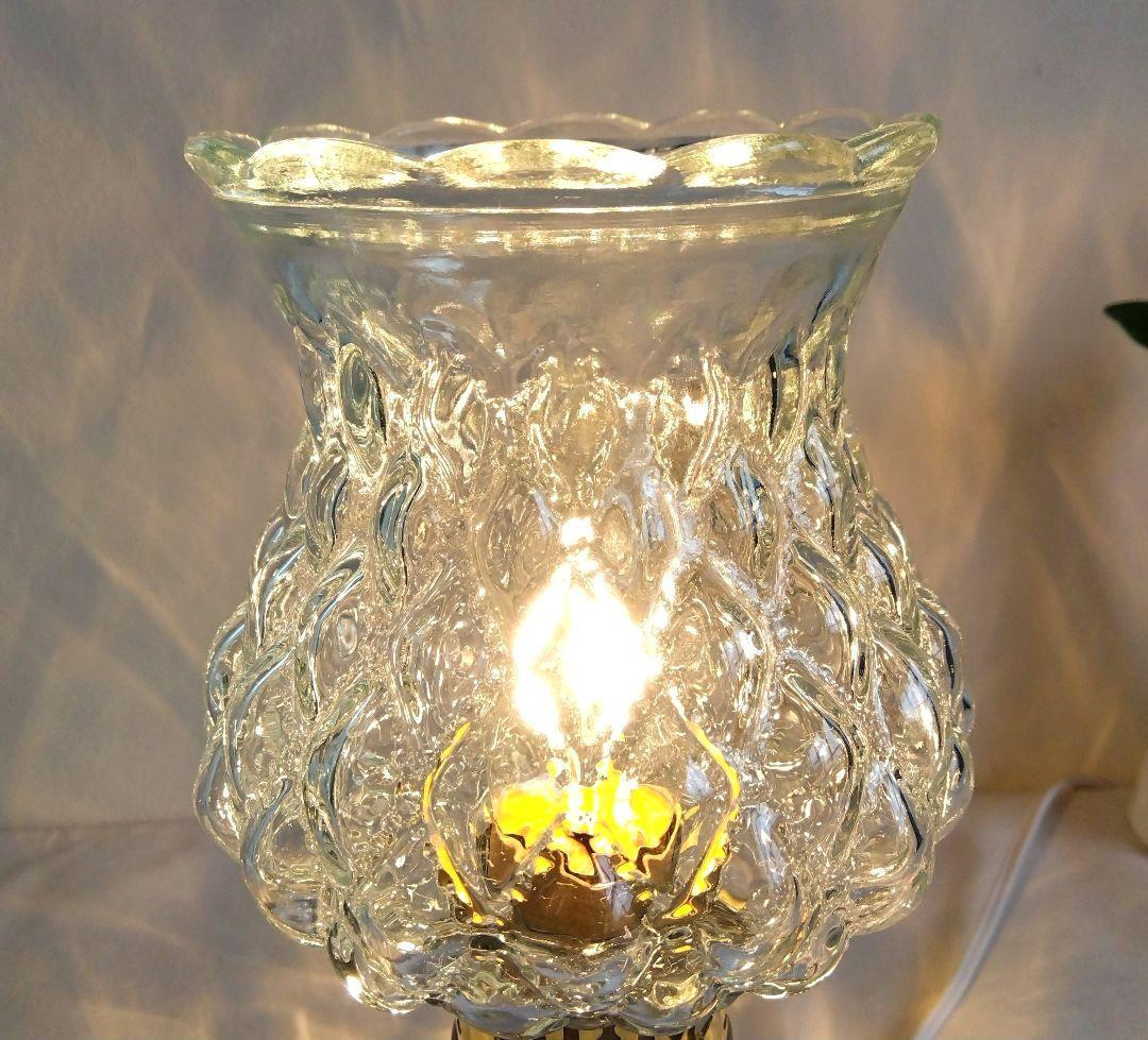 ヴィンテージ ダイヤ柄 クリアガラス テーブルランプ レア