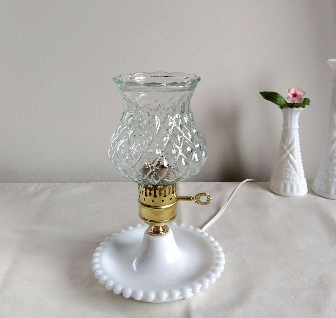ヴィンテージ ダイヤ柄 クリアガラス テーブルランプ レア