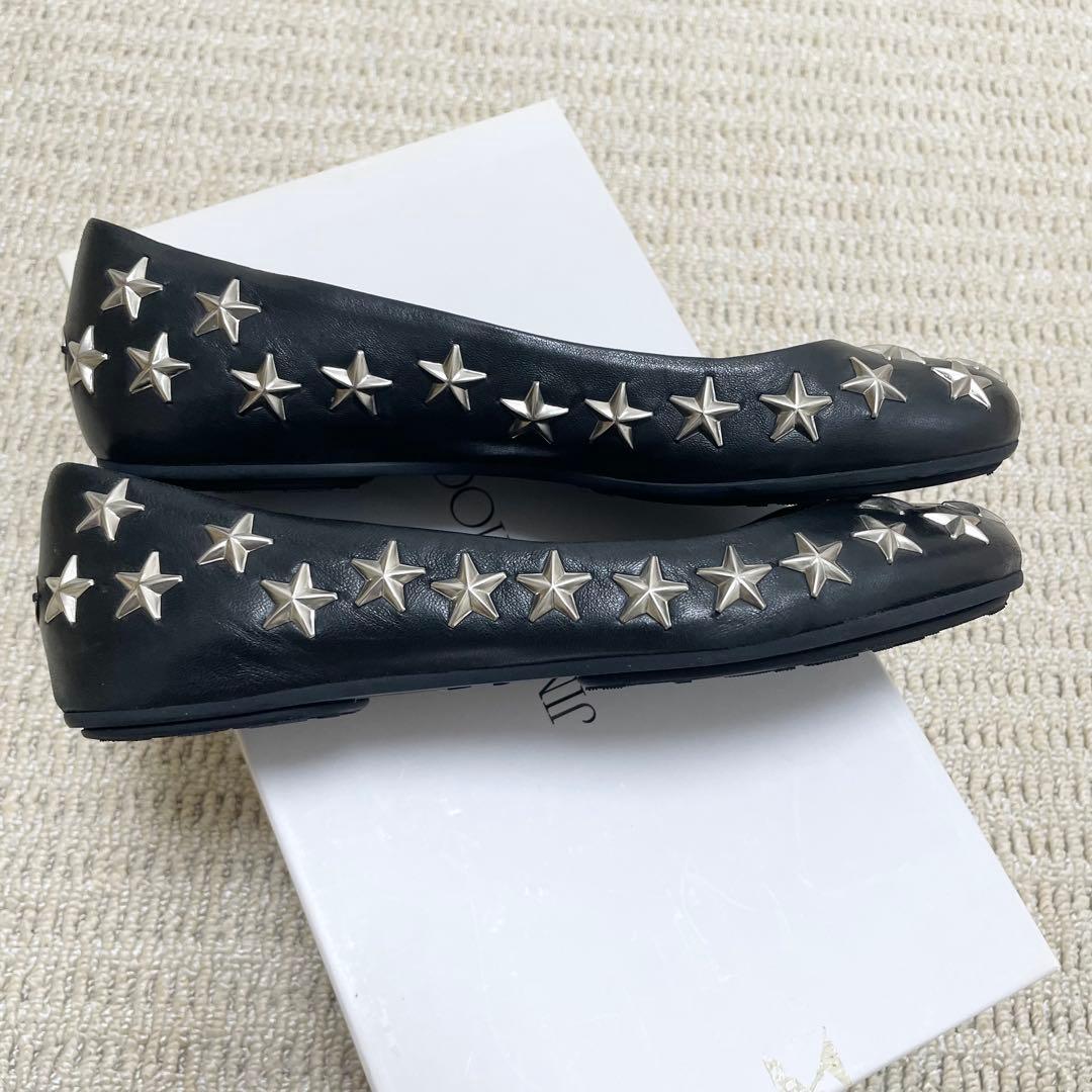 美品❤️ジミーチュウ スター スタッズ フラットシューズ 黒
