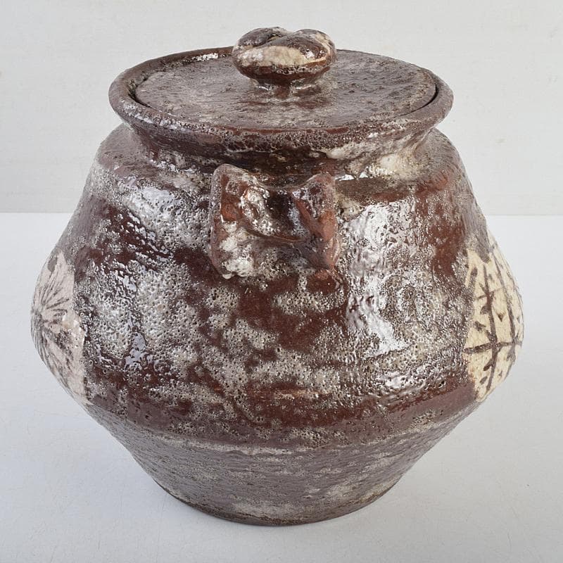 茶道具　加藤唐九郎（一ム斎）作　鼡志野算玉　水指　清水公照極め箱　MR9414B