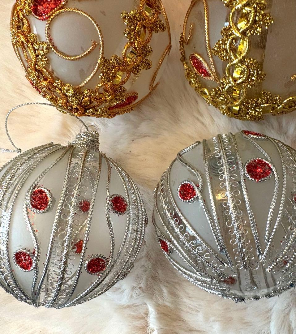 新宿伊勢丹クリスマスステーション 手作りガラス　クリスマスオーナメント3種9個