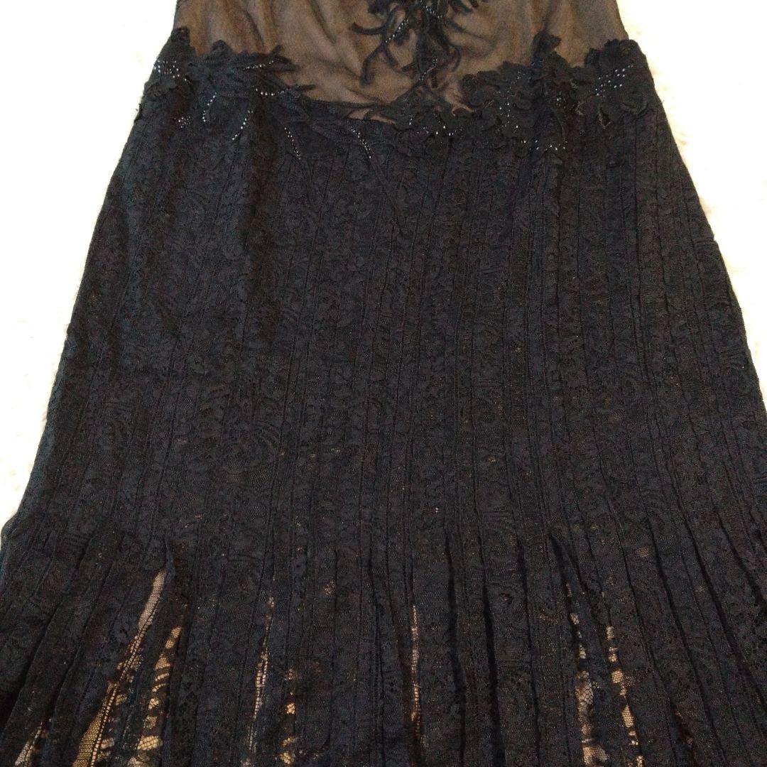 美品✨タダシショージ ワンピース　ブラック レース　刺繍　スタッズ　プリーツ