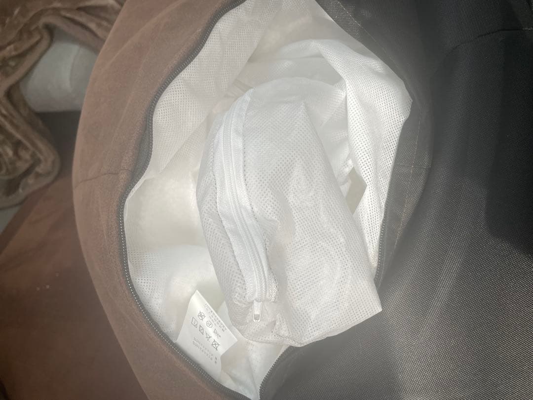 ブラウン ビーズクッション 背もたれ付きソファ型①