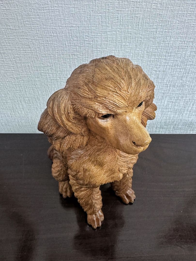 スワールウッド　天然無垢材　プードル　木彫り　手彫り　木製　犬の置物