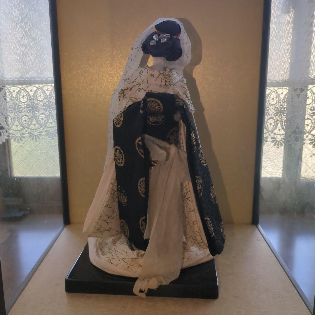 【和紙人形 ガラスケース付】雪化粧 日本人形 傘付き