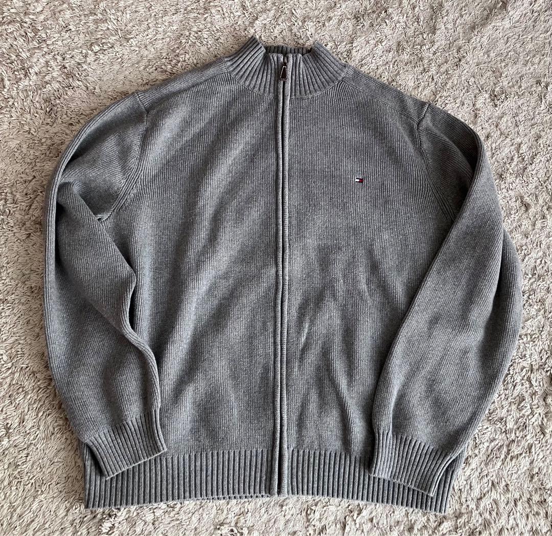 Lサイズ　トミー　ヒルフィガー　フルジップアップニット　カーディガン　グレー