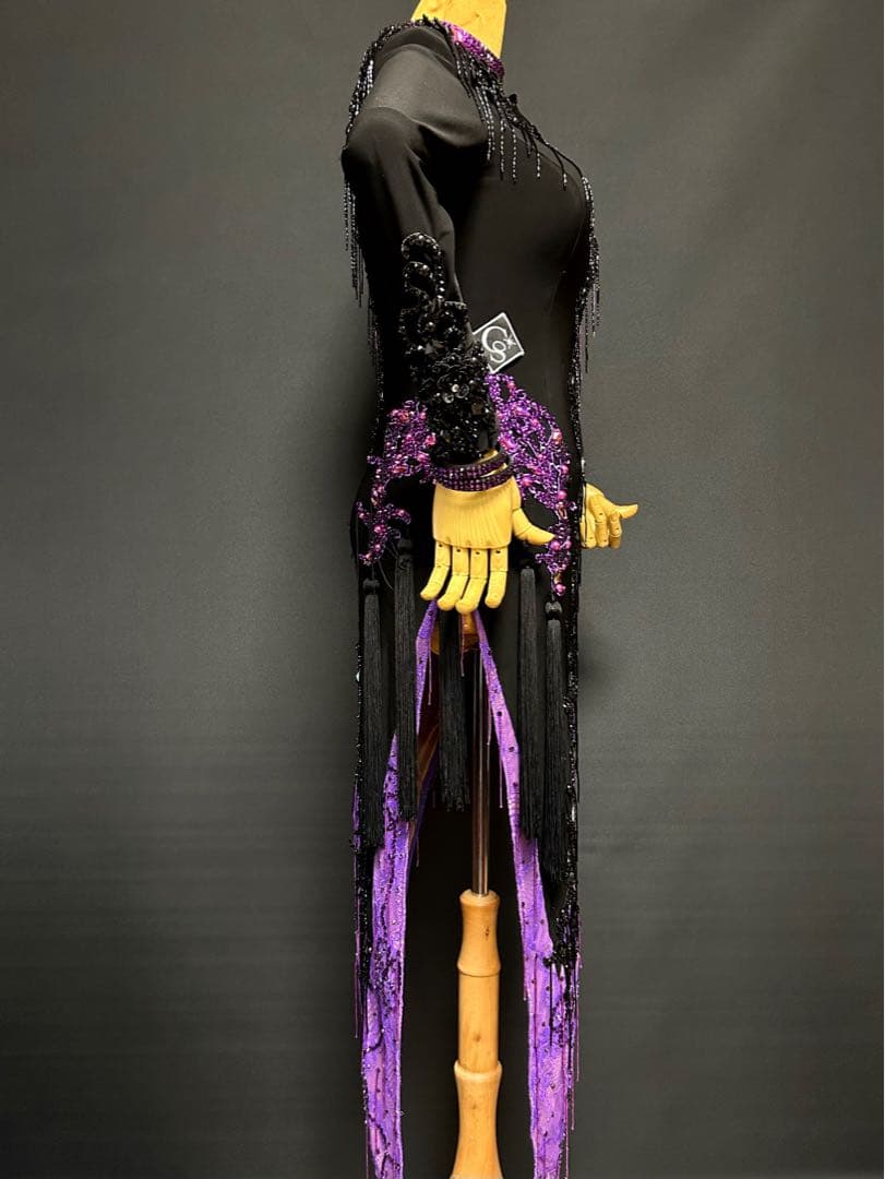 社交ダンス ドレス★シーズ ラテンドレス★ブラック&パープル★サイズM★新品