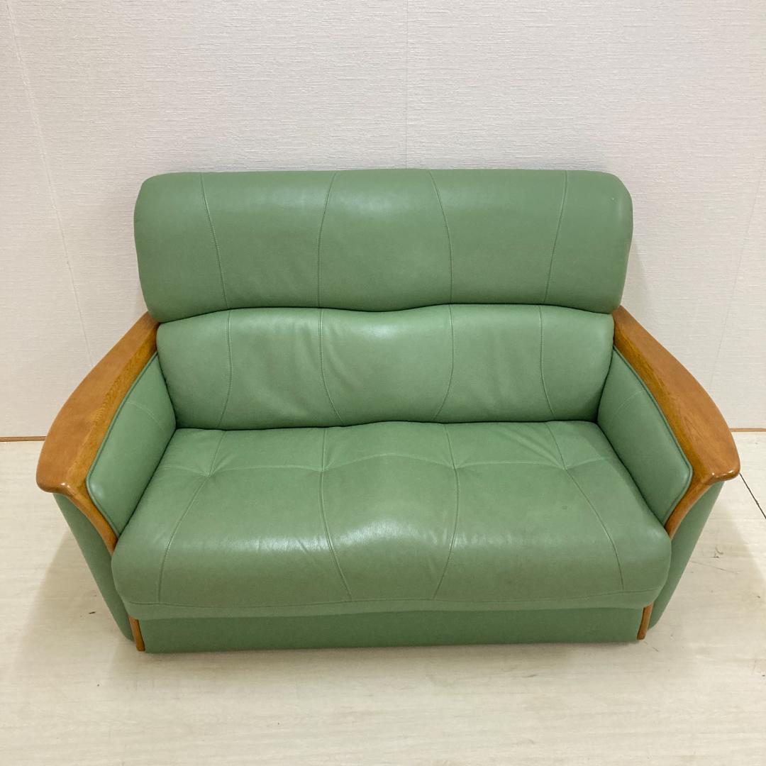 浜本工芸　革製　2人掛けソファ　ラブソファ