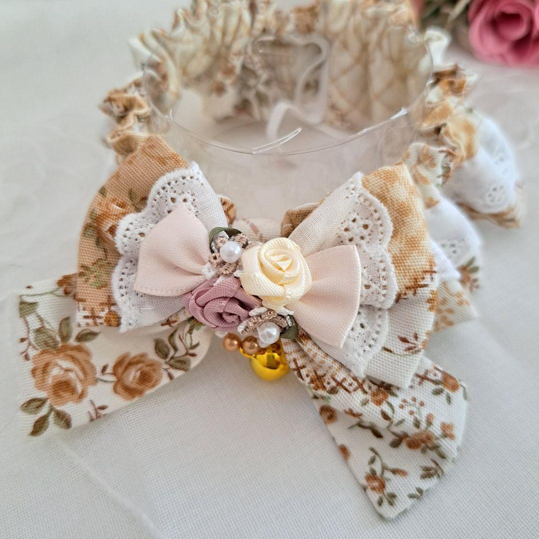 はる、短毛シュシュ(カントリーパッチワークベージュ)わんちゃん猫ちゃん用