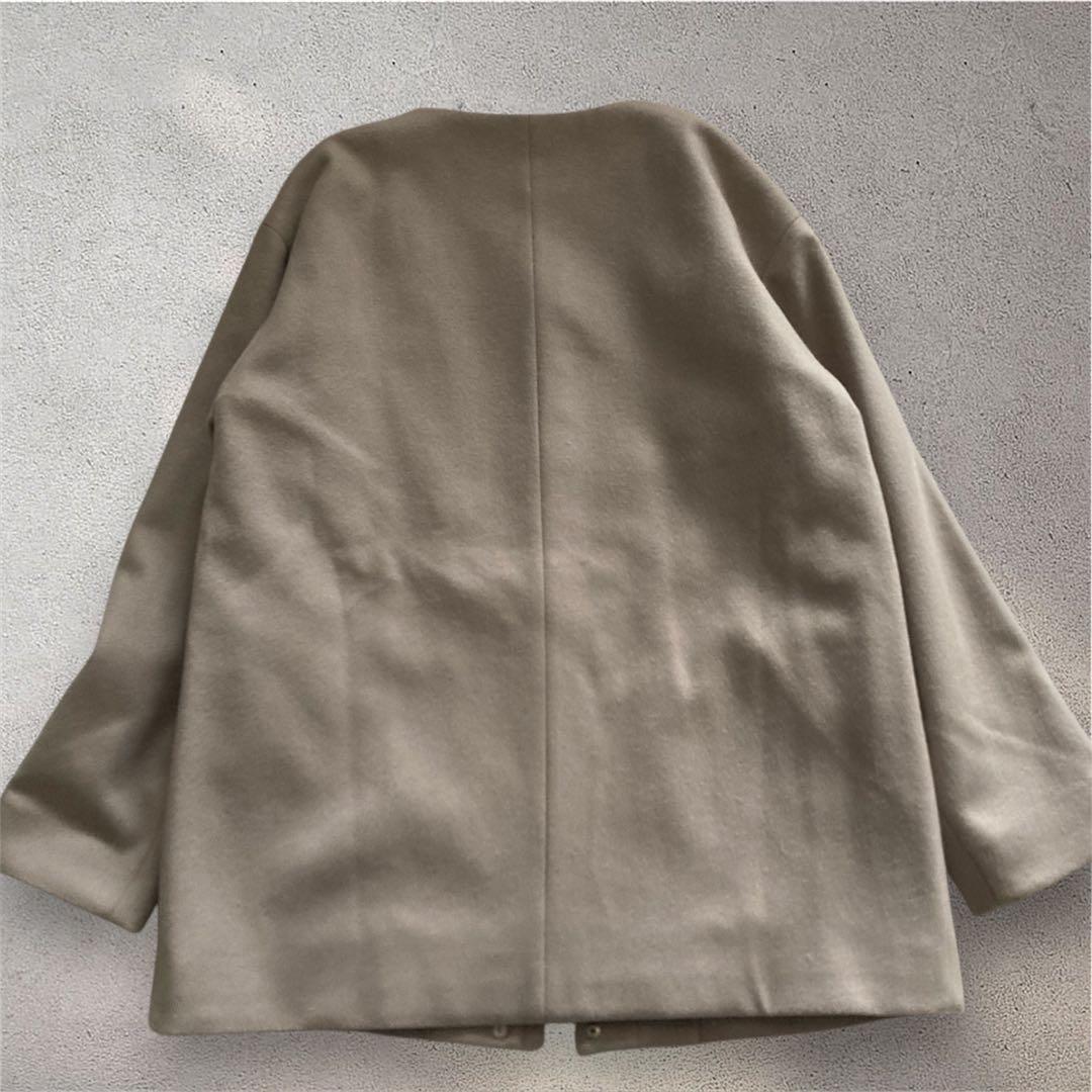 【美品】INDIVI 定価4.4万 2023AW ノーカラーコート ウール100